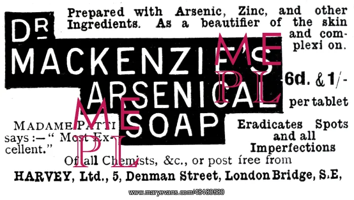 : An advert for soap made with Arsenic and Zinc : An advert for soap made with Arsenic and Zinc