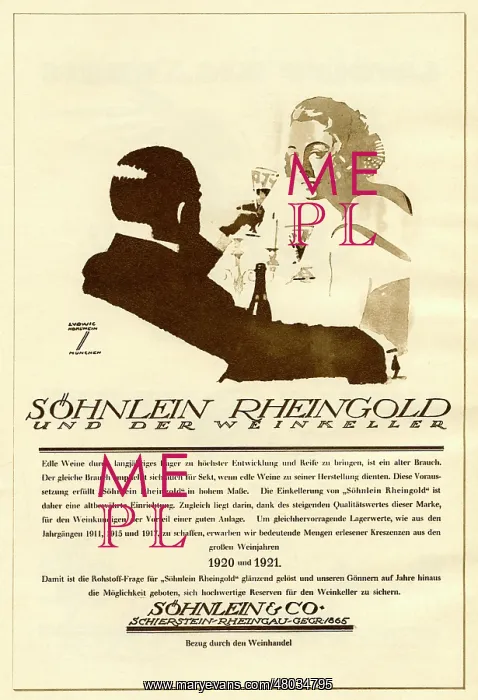 : An advertisement for the Sohnlein Rheingold wine cellar : An advertisement for the Sohnlein Rheingold wine cellar