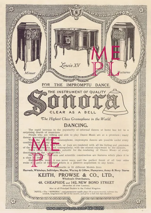  : Advert for Sonora, high class gramophone, London 1921