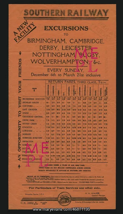 : Advert, Southern Railway Excursions : Advert, Southern Railway Excursions