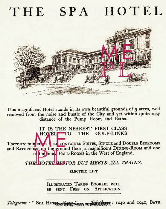  : Advert, The Spa Hotel, Bath