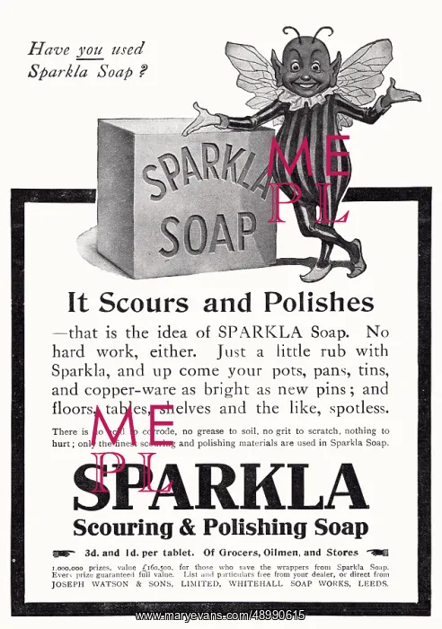 : Advert for Sparkla - polish soap 1910 : Advert for Sparkla - polish soap 1910