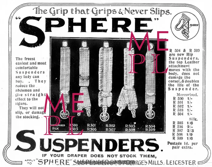 : Advert for Sphere Suspenders 1910 : Advert for Sphere Suspenders 1910