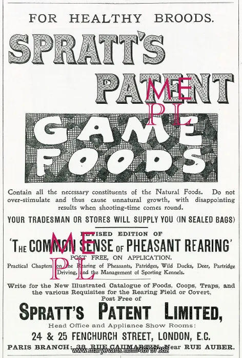 : Advert for Spratt's Patent Biscuits 1901 : Advert for Spratt's Patent Biscuits 1901