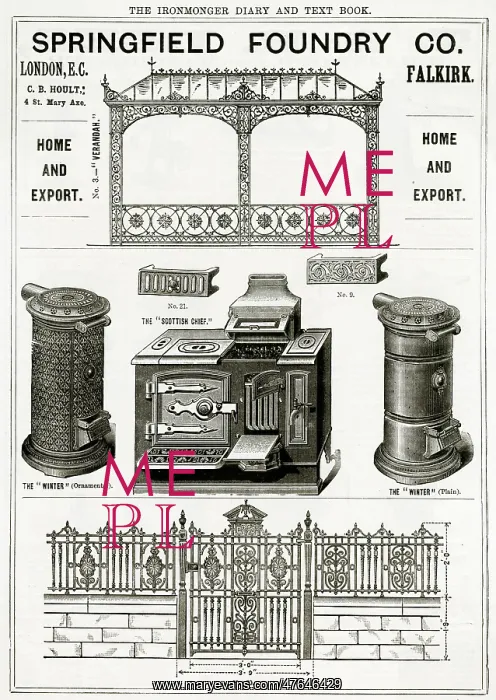 : Advert for Springfield Foundry Co. iron items 1889 : Advert for Springfield Foundry Co. iron items 1889