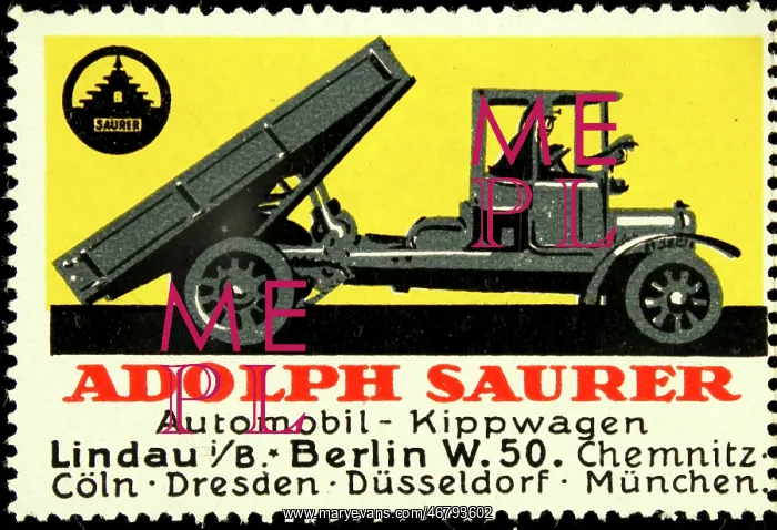 : Advertising stamp Adolph Saurer automobile : Advertising stamp Adolph Saurer automobile