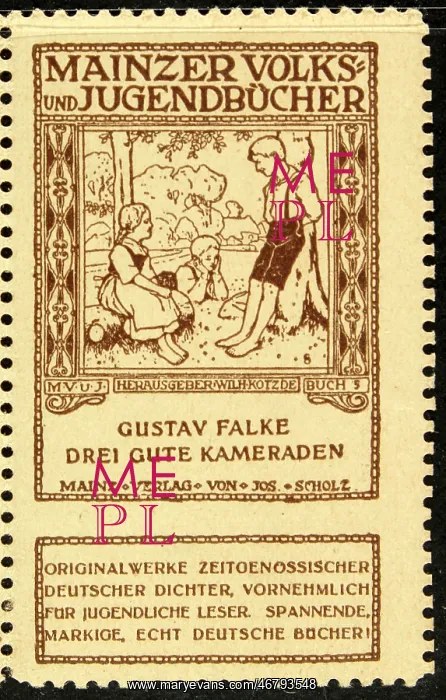 : Advertising stamp Mainzer Volks- und Jugendbucher : Advertising stamp Mainzer Volks- und Jugendbucher