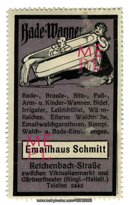 : advertising, stamps, bathtub, Emailhaus Schmitt : advertising, stamps, bathtub, Emailhaus Schmitt
