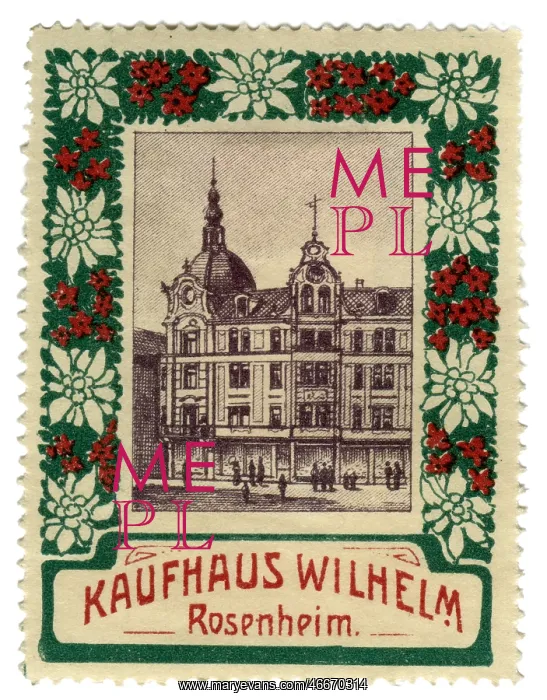 : advertising, stamps, department store Wilhelm : advertising, stamps, department store Wilhelm