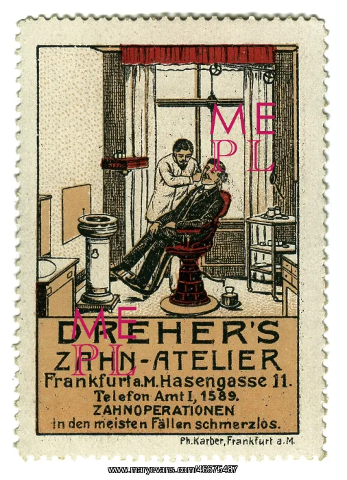 : advertising, stamps, Dreher's Zahn-Atelier