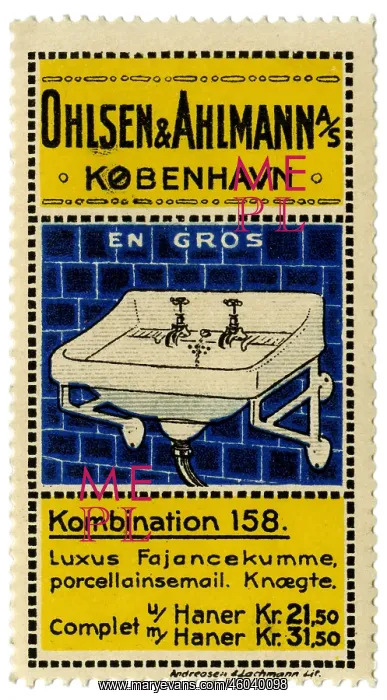: advertising, stamps, Ohlsen & Ahlmann, washbasin : advertising, stamps, Ohlsen & Ahlmann, washbasin