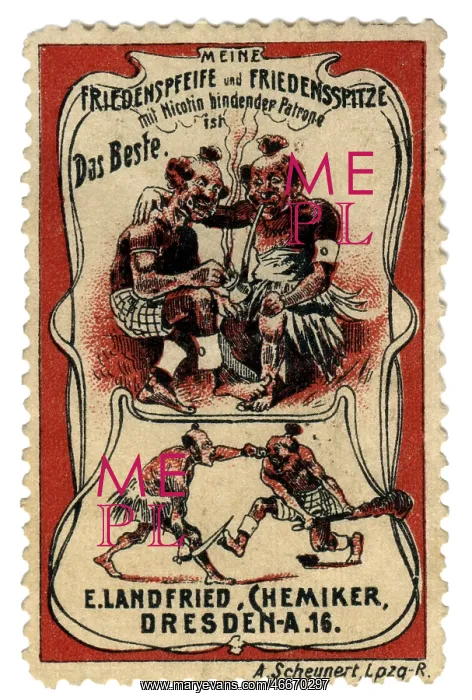 : advertising, stamps, pipe of peace, E. Landfried : advertising, stamps, pipe of peace, E. Landfried