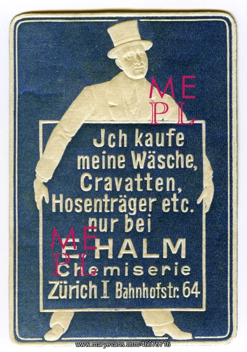  : advertising, stamps, textile E. Halm Chemiserie