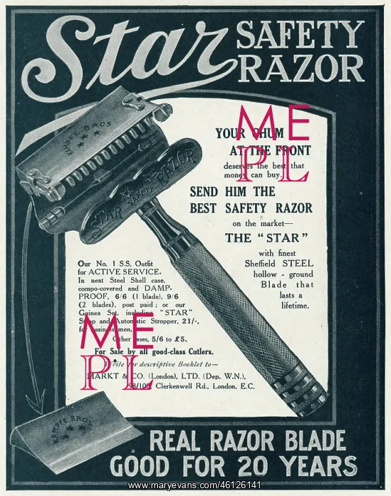 : Advert for Star safty razor 1915 : Advert for Star safty razor 1915