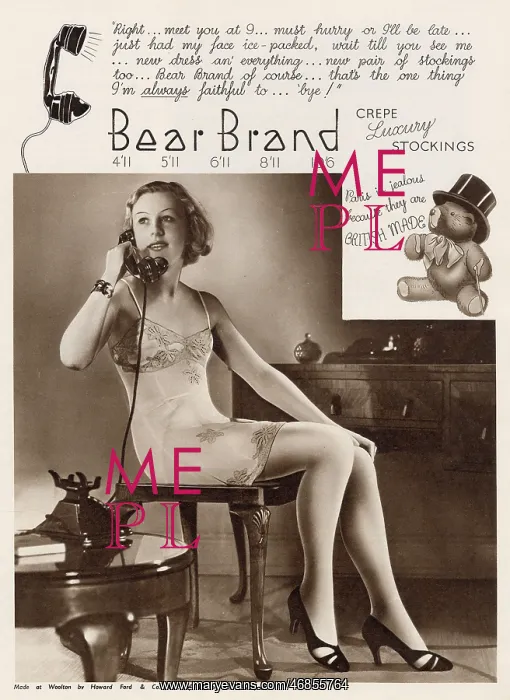 : Advert for Stockings by Bear Brand 1934 : Advert for Stockings by Bear Brand 1934