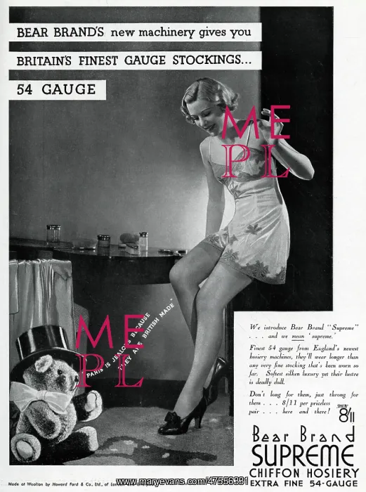 : Advert for Stockings by Bear Brand 1934 : Advert for Stockings by Bear Brand 1934