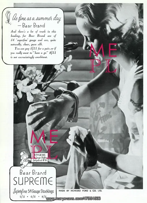 : Advert for Stockings by Bear Brand 1936 : Advert for Stockings by Bear Brand 1936