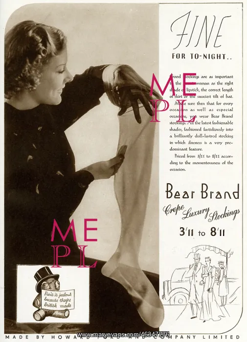 : Advert for Stockings by Bear Brand 1937 : Advert for Stockings by Bear Brand 1937