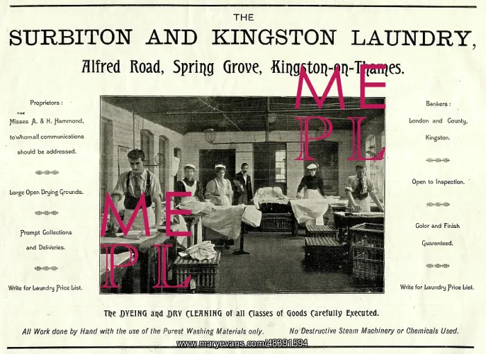 : Advert, Surbiton and Kingston Laundry, Surrey : Advert, Surbiton and Kingston Laundry, Surrey