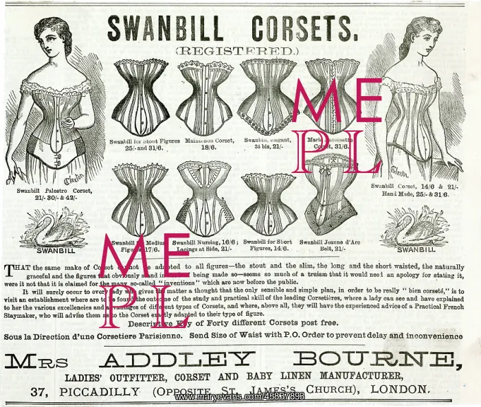 : Advert for Swanbill corsets 1879 : Advert for Swanbill corsets 1879