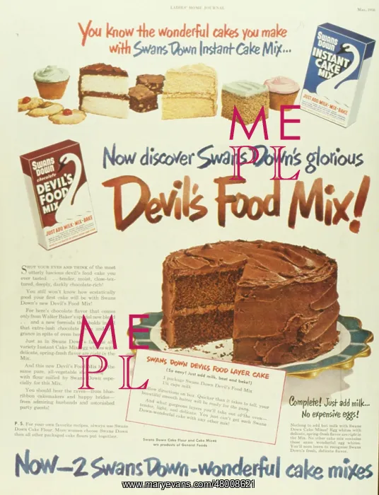 : Advertisement for Swan's Down Instant Cake Mix : Advertisement for Swan's Down Instant Cake Mix