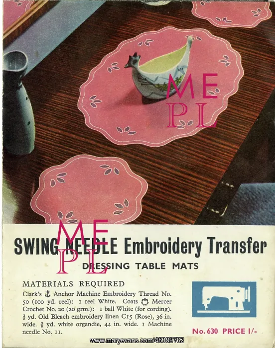 : Advertisement, Swing Needle Embroidery Transfer : Advertisement, Swing Needle Embroidery Transfer