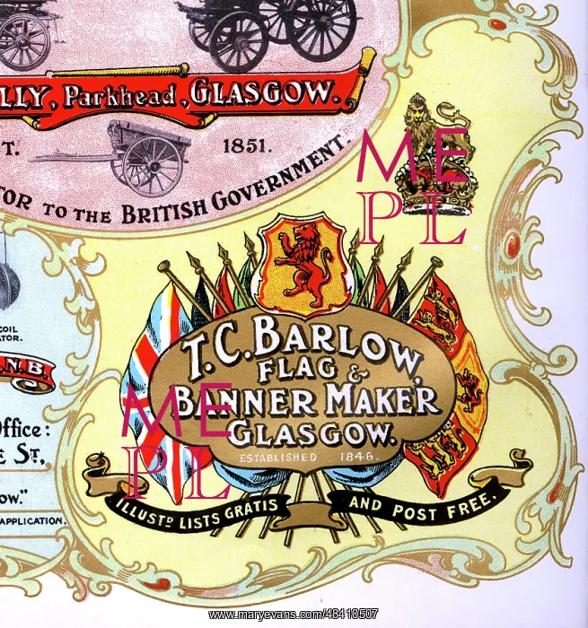: Advert, T C Barlow, Flag & Banner Maker, Glasgow : Advert, T C Barlow, Flag & Banner Maker, Glasgow