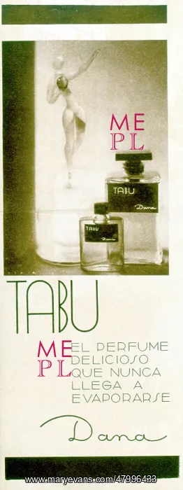 : Advertisement for Tabu perfume by Dana : Advertisement for Tabu perfume by Dana