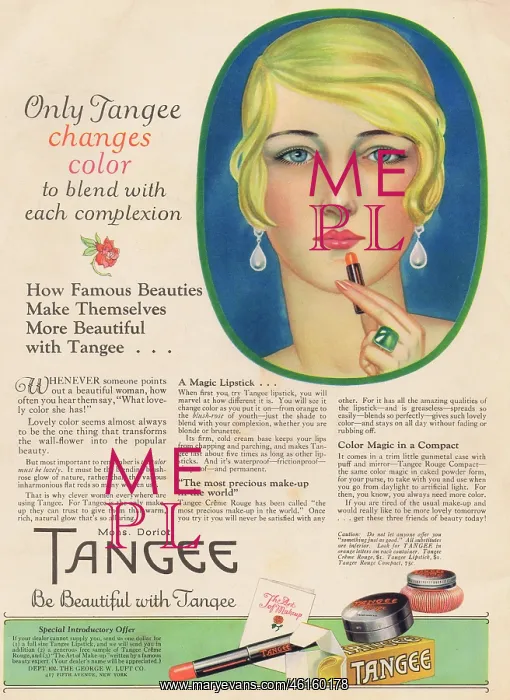 : Advert for Tangee make-up (1926) : Advert for Tangee make-up (1926)