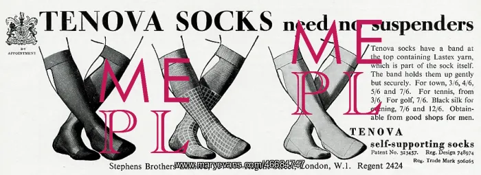 : Advert for Tenova men's self-supporting socks 1938 : Advert for Tenova men's self-supporting socks 1938