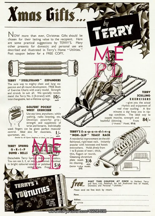 : Advert for Terry's exerciser for men 1939 : Advert for Terry's exerciser for men 1939
