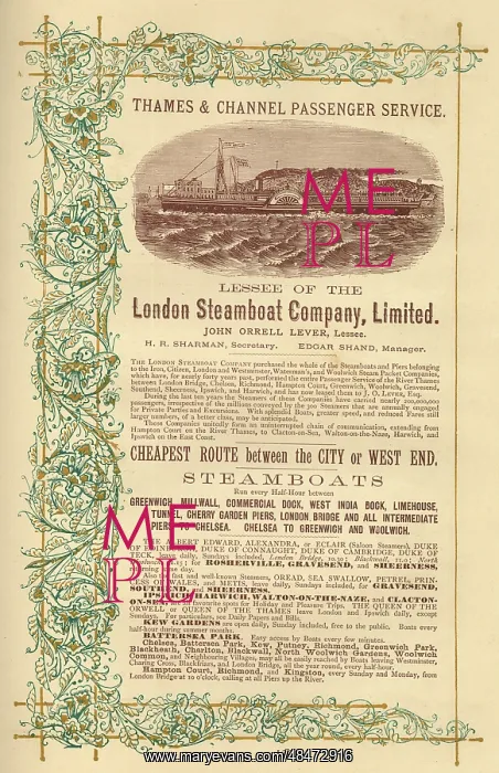 : Advert, Thames & Channel Passenger Service : Advert, Thames & Channel Passenger Service