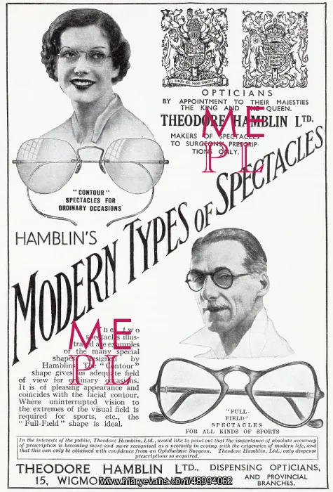 : Advert Theodore Hamblin, spectacles 1933 : Advert Theodore Hamblin, spectacles 1933
