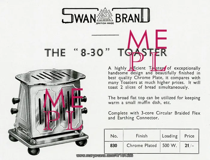 : Advert for toaster 1939 : Advert for toaster 1939