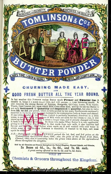 : Advert, Tomlinson & Co's Butter Powder : Advert, Tomlinson & Co's Butter Powder