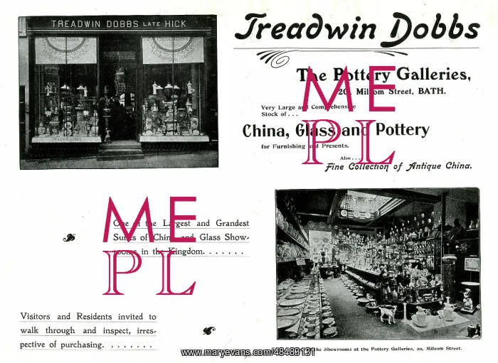 : Advert for Treadwin Dobbs, The Pottery Galleries, Bath : Advert for Treadwin Dobbs, The Pottery Galleries, Bath