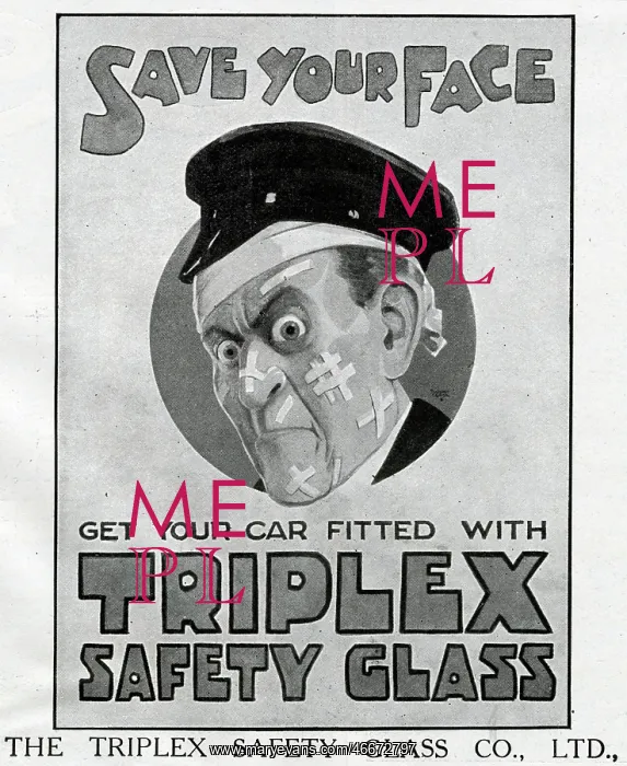 : Advert for Triplex Safety Glass 1914 : Advert for Triplex Safety Glass 1914