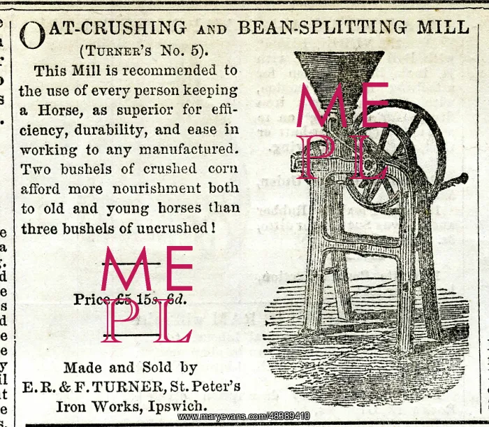 : Advert, Turner's Oat Crushing and Bean Splitting Mill : Advert, Turner's Oat Crushing and Bean Splitting Mill