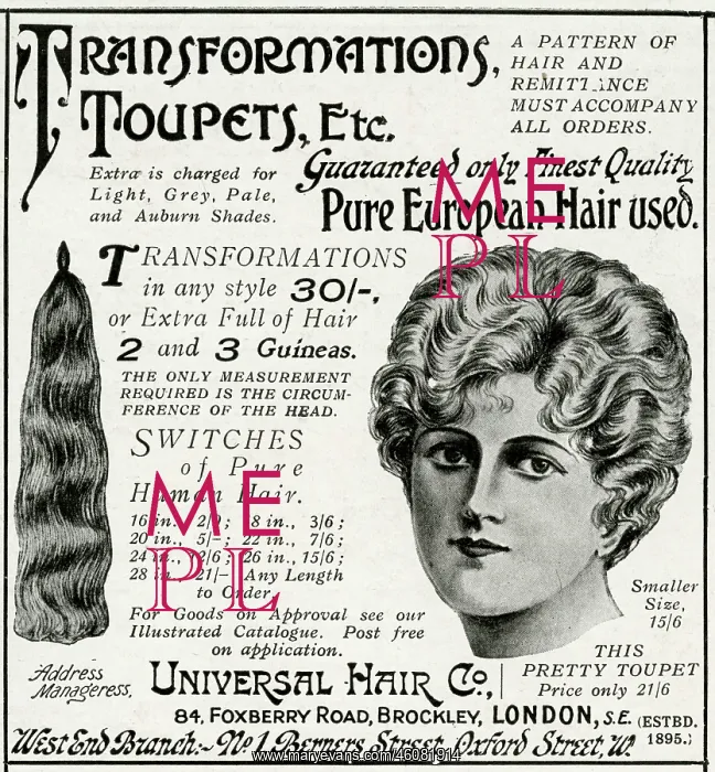 : Advert for Universal human hair extensions 1915 : Advert for Universal human hair extensions 1915