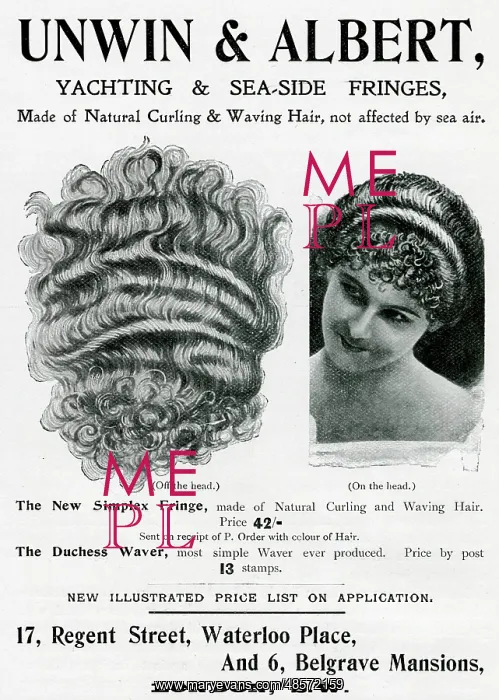 : Advert for Unwin & Albert fringes 1898 : Advert for Unwin & Albert fringes 1898