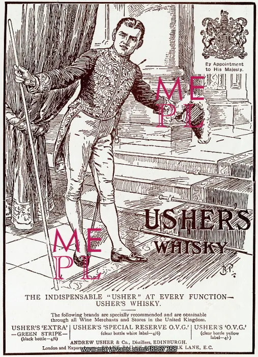 : Advert for Usher's Whisky by Bernard Partridge 1912 : Advert for Usher's Whisky by Bernard Partridge 1912