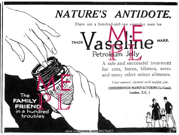 : Advertisement for Vaseline petroleum jelly, 1922 : Advertisement for Vaseline petroleum jelly, 1922