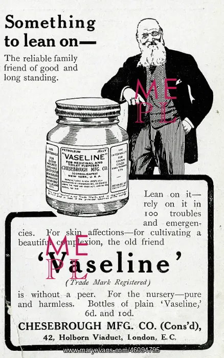 : Advertisement for Vaseline petroleum jelly : Advertisement for Vaseline petroleum jelly