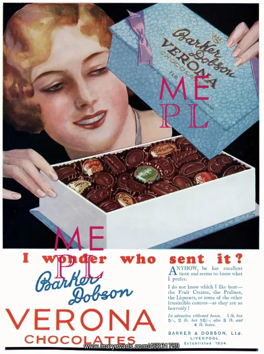 : Advert for Verona chocolates 1929 : Advert for Verona chocolates 1929