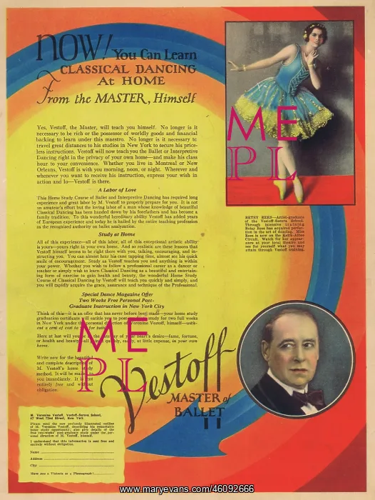 : Advert for Vestoff-Serova School home study dancing programm : Advert for Vestoff-Serova School home study dancing programm