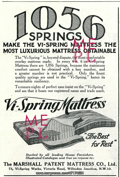: Advert for Vi-spring Mattress 1928 : Advert for Vi-spring Mattress 1928