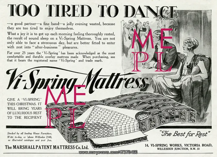 : Advert for Vi-spring Mattress 1929 : Advert for Vi-spring Mattress 1929
