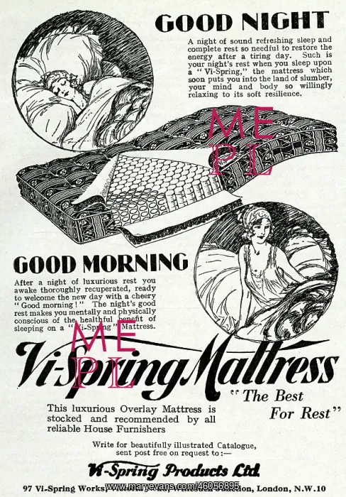 : Advert for Vi-spring Mattress 1931 : Advert for Vi-spring Mattress 1931
