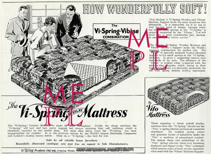 : Advert for Vi-spring Mattress 1934 : Advert for Vi-spring Mattress 1934
