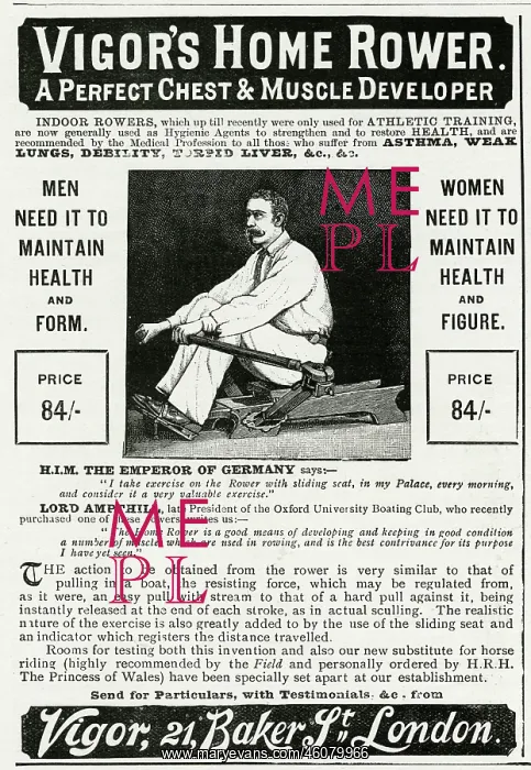 : Advert for Vigor's home rower 1895 : Advert for Vigor's home rower 1895